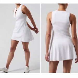 Athleta Ace Tennis Dress Womens S White Sleeveless 1/4 Zip Athletic Pickleball